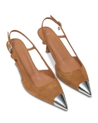 Women's Metallic Toe Suede Pumps