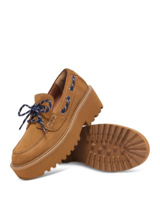 Women's Suede Platform Boat Shoe Loafers
