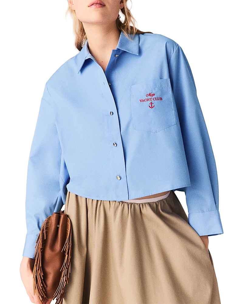 Maje Pleated Back Embroidered Shirt