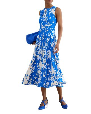 Petites Angelica Floral Keyhole Neck Midi Dress