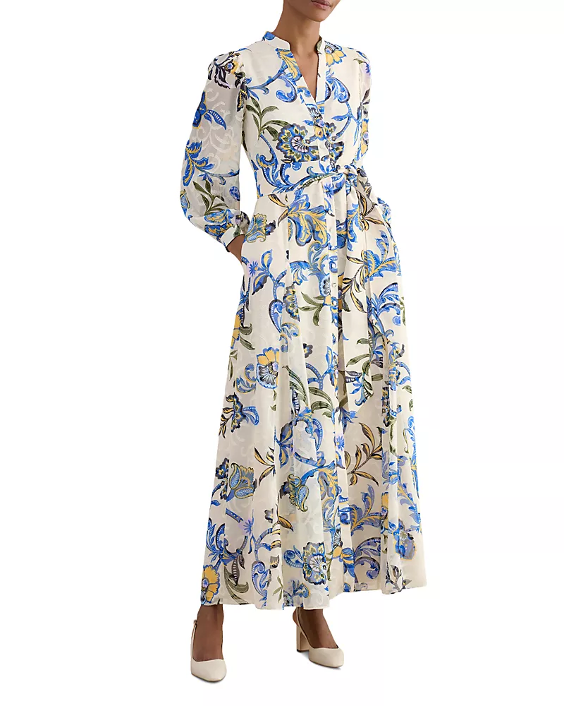 Hobbs London Petites Shanice Floral Tie Waist Shirt Dress
