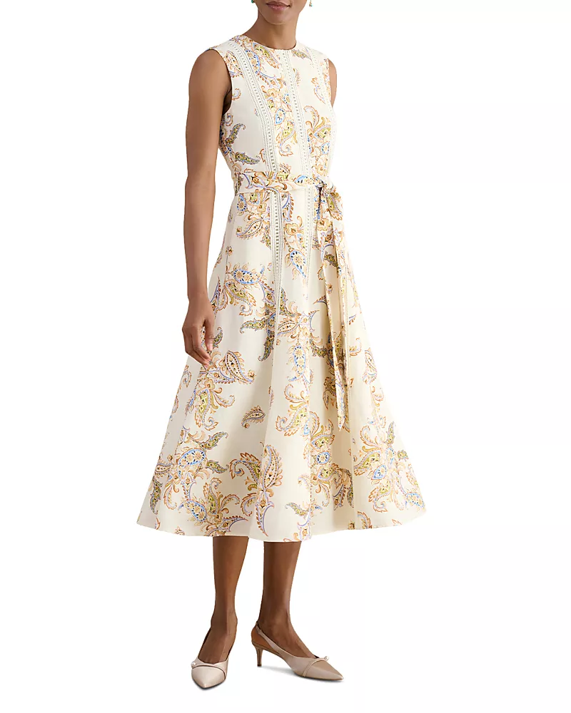 Hobbs London Uma Paisley Tie Waist Dress