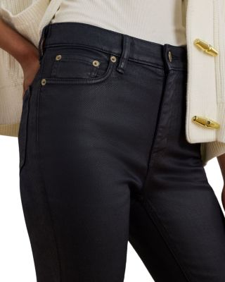 Coated High Rise Ankle Straight Jeans in Navy