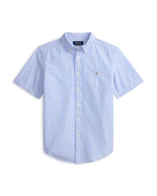 Boys' Striped Cotton Seersucker Shirt - Big Kid