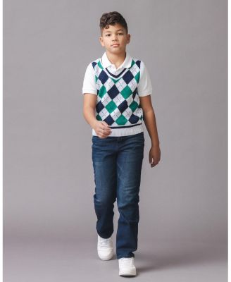 Boys' Organic V-Neck Argyle Sweater Vest - Baby, Little Kid, Big Kid