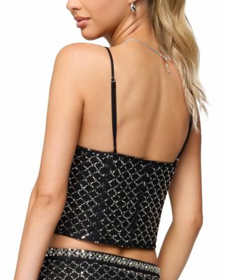 Jenny Beaded Mesh Boned Top
