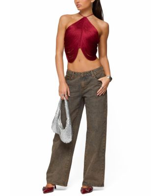 Hara Fringed Crisscross Backless Top