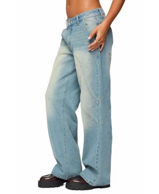  Kiria Stitched Low Rise Baggy Jeans