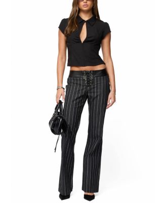  Pinstripe Low Rise Flared Jeans