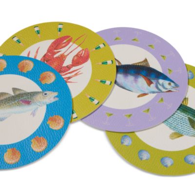 Vinyl Fish Coasters, Set of 4
