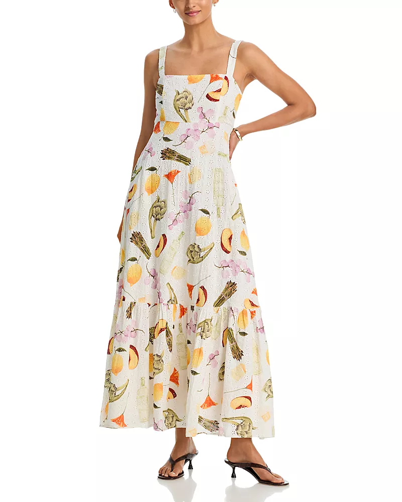 Aqua Printed Eyelet Maxi Dress - Exclusive