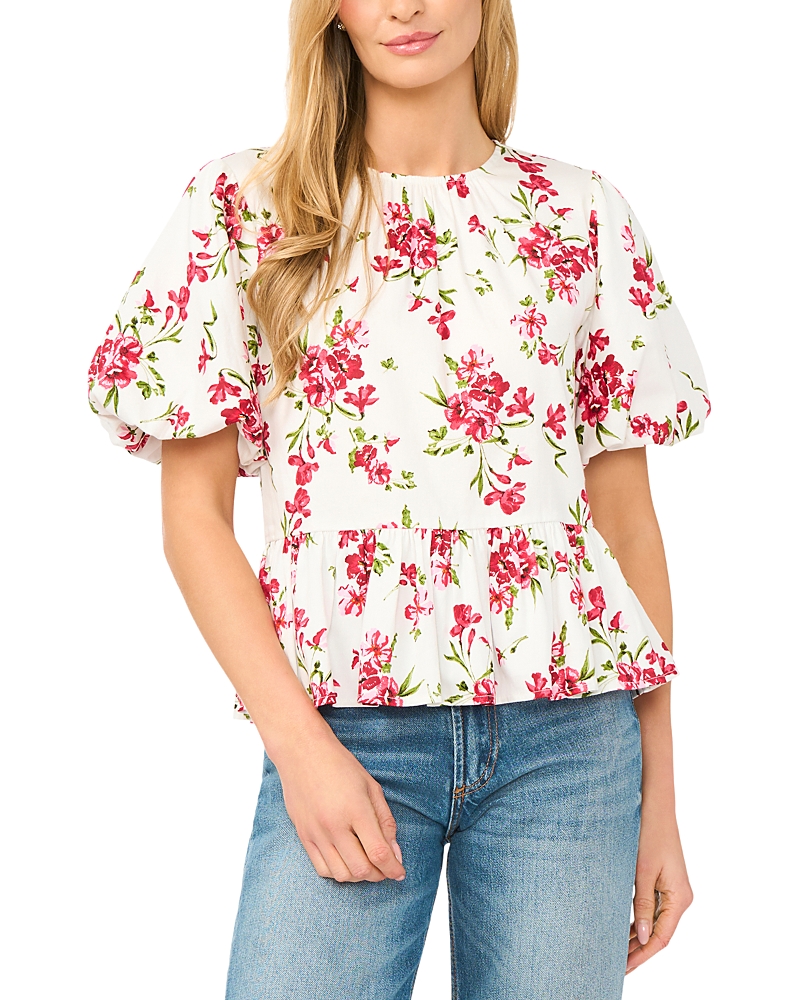 CeCe Shirred Crewneck Top