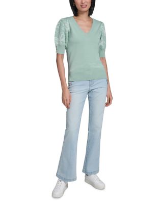 Floral Short Sleeve Sweater 