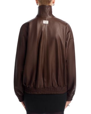 Leather Funnel Neck Jacket