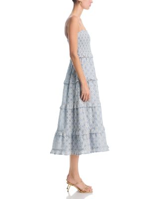 Embroidered Smocked Tier Midi Dress - Exclusive