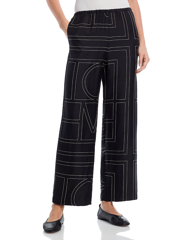 Toteme Monogram Silk Pajama Bottoms