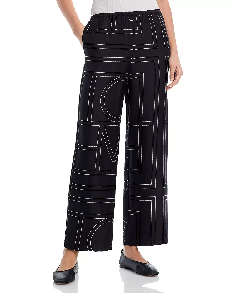 Toteme Monogram Silk Pajama Bottoms