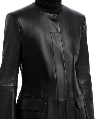 Collarless Leather Jacket