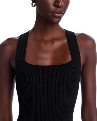 Long Mixed Media Faille Knit Dress