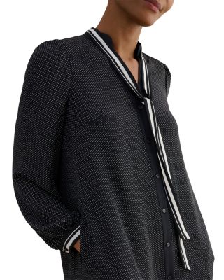 Valerie Contrast Print Tie Neck Dress