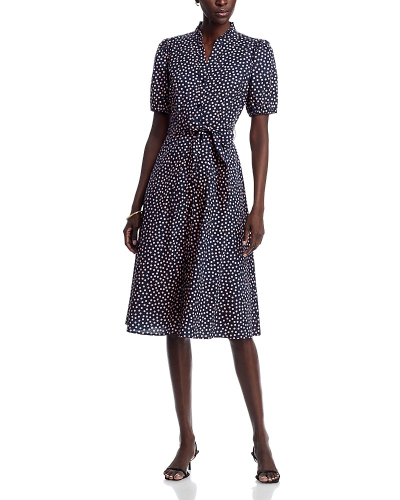 T Tahari Puff Sleeve Cotton Printed Dress
