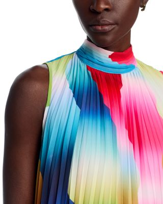 Mock Neck Pleat Midi Dress