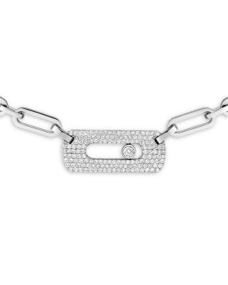 14K Gold Move Link Diamond Gourmette Necklace, 17.71"