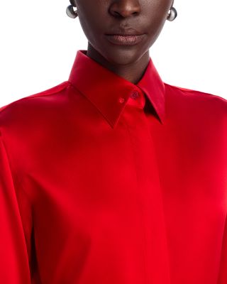 Button Front Silk Blouse