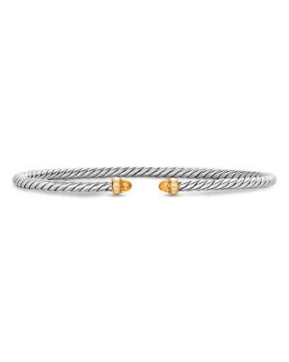 Micro Cable Flex&reg; Bracelet in Sterling Silver with 14K Yellow Gold and Citrine, 2.6mm