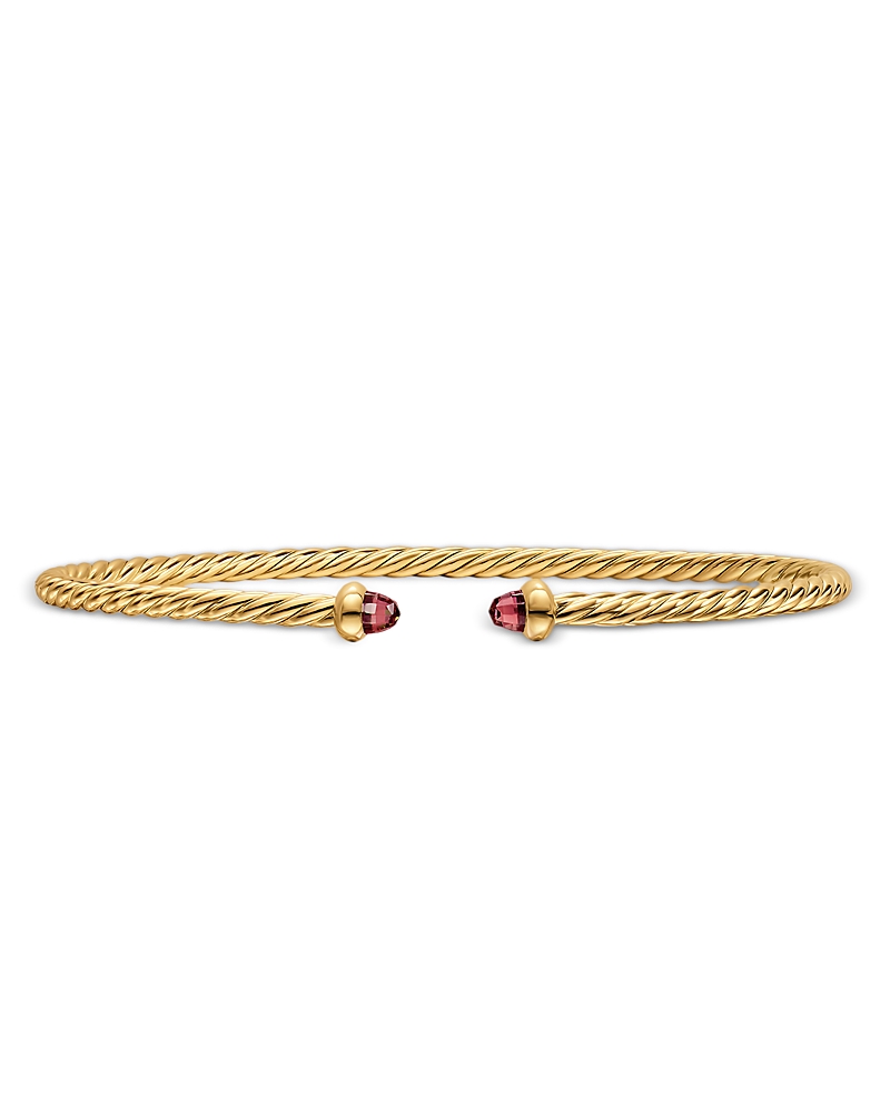 Micro Cablespira Flex Bracelet in 18K Yellow Gold with Rhodolite Garnet, 2.6mm