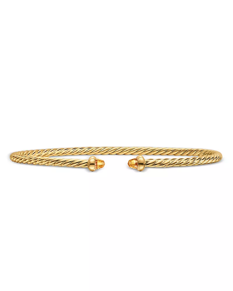 Micro Cablespira Flex Bracelet in 18K Yellow Gold with Citrine, 2.6mm