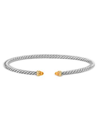 Micro Cable Flex&reg; Bracelet in Sterling Silver with 14K Yellow Gold and Citrine, 2.6mm