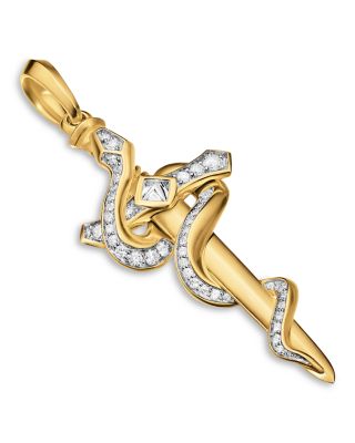 Men's Ouroboros Snake Amulet in 18K Yellow Gold with Diamonds, 48mm