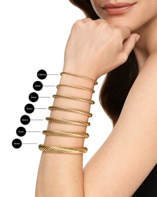 Micro Cablespira&reg; Flex Bracelet in 18K Yellow Gold with Aquamarine, 2.6mm