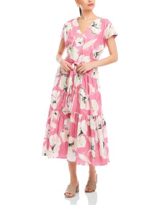 Kristine Tiered Front Slit Midi Dress