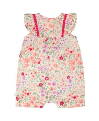 Girls' Sleeveless Flutter Ruffles Printed Flowers Romper - Baby