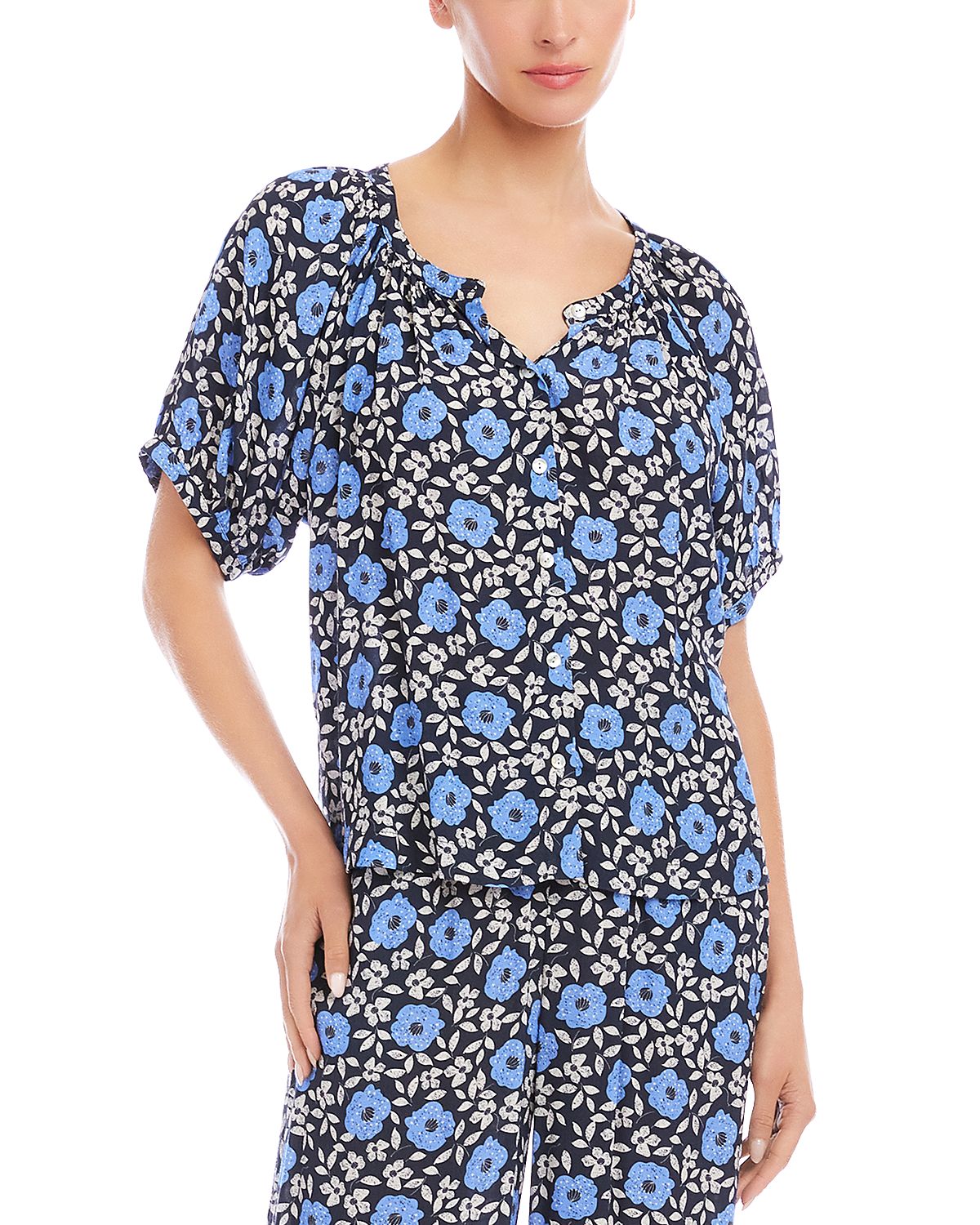 Karen Kane Puff Sleeve Peasant Top