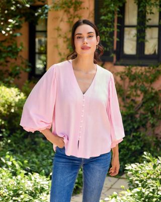 Layered Sleeve Shirred Blouse 