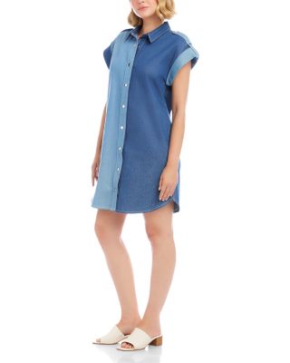 Cap Sleeve Denim Shirt Dress