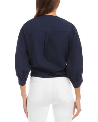 Blouson Sleeve Tie Front Top