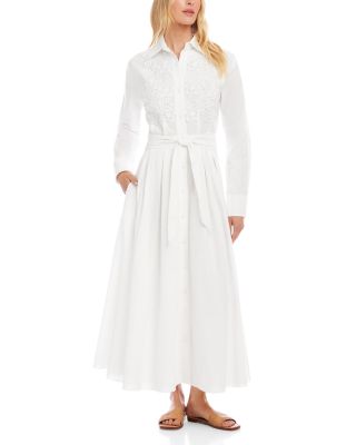 Lace Appliqu&eacute; Midi Shirt Dress