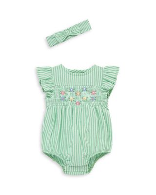 Girls' Striped Floral Bubble Bodysuit & Headband Set - Baby