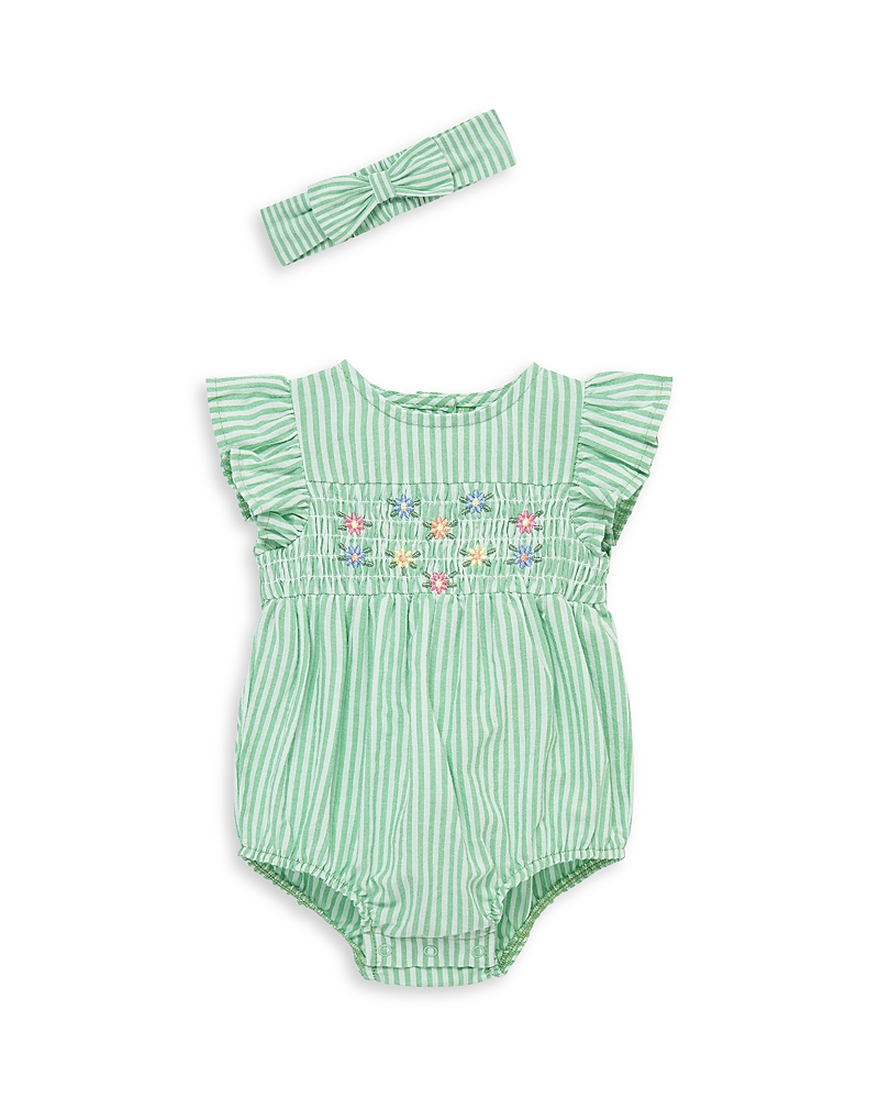 Little Me Girls' Striped Floral Bubble Bodysuit & Headband Set - Baby