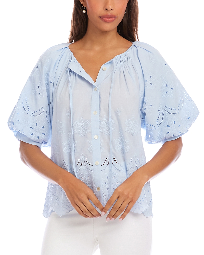 Karen Kane Puff Sleeve Embroidered Top