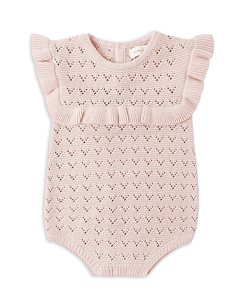 Quincy Mae Girls' Pointelle Ruffled Romper - Baby