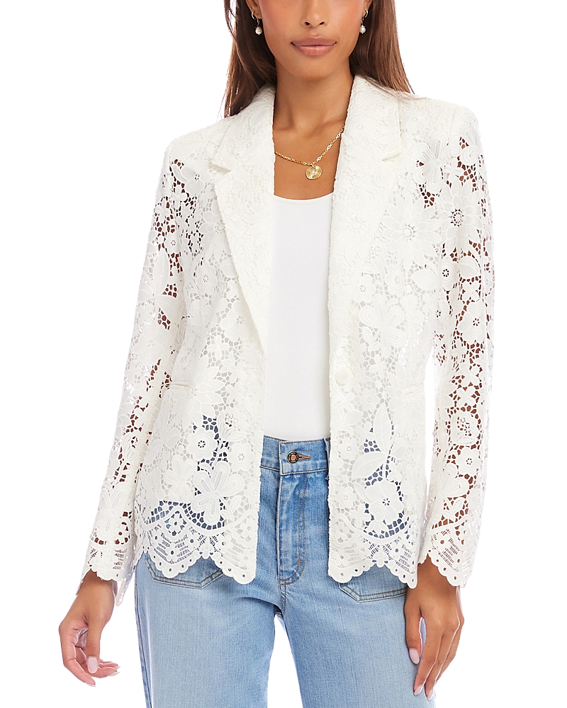 Karen Kane Floral Lace Scallop Edge Blazer