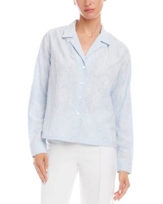 Stripe Long Sleeve Embellished Button Up Shirt