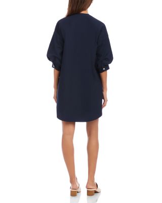 Lantern Sleeve Button Dress