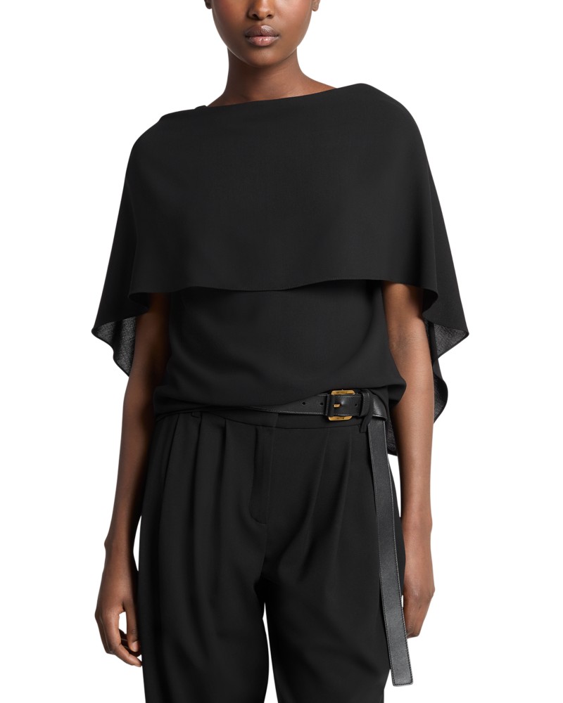 Michael Kors Collection Wool Cape Top in Black