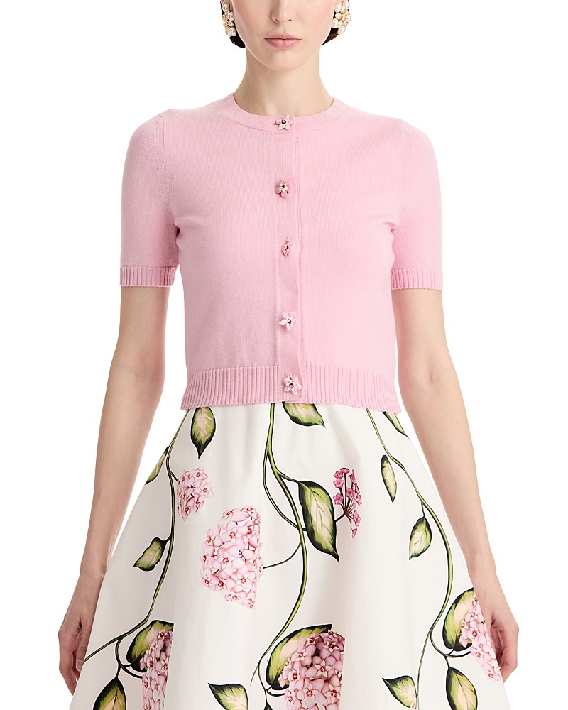 Oscar de la Renta Wool Short Sleeve Cardigan